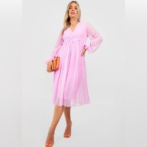 BooHoo NWT Plus Midi Dress Pink